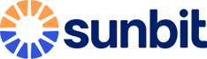 Sunbit logo featuring orange and blue sun rays with company name for dental financing.